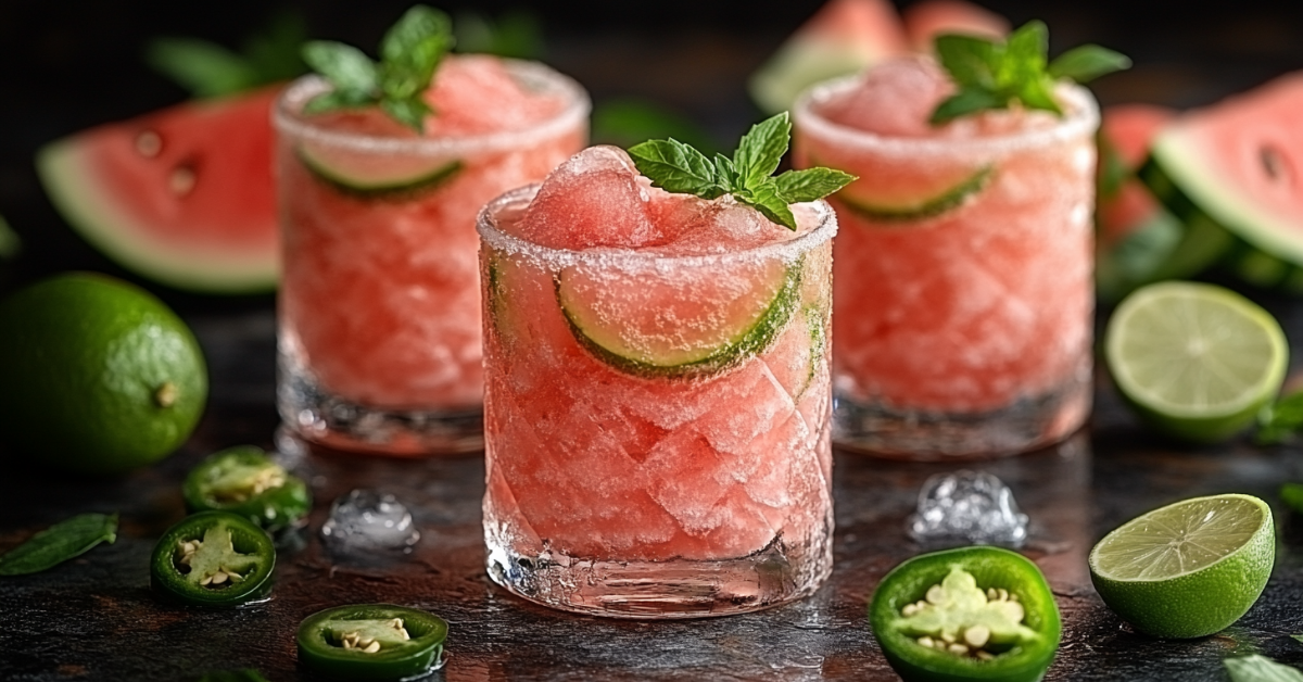 Spicy Frozen Watermelon Margarita Cocktail 